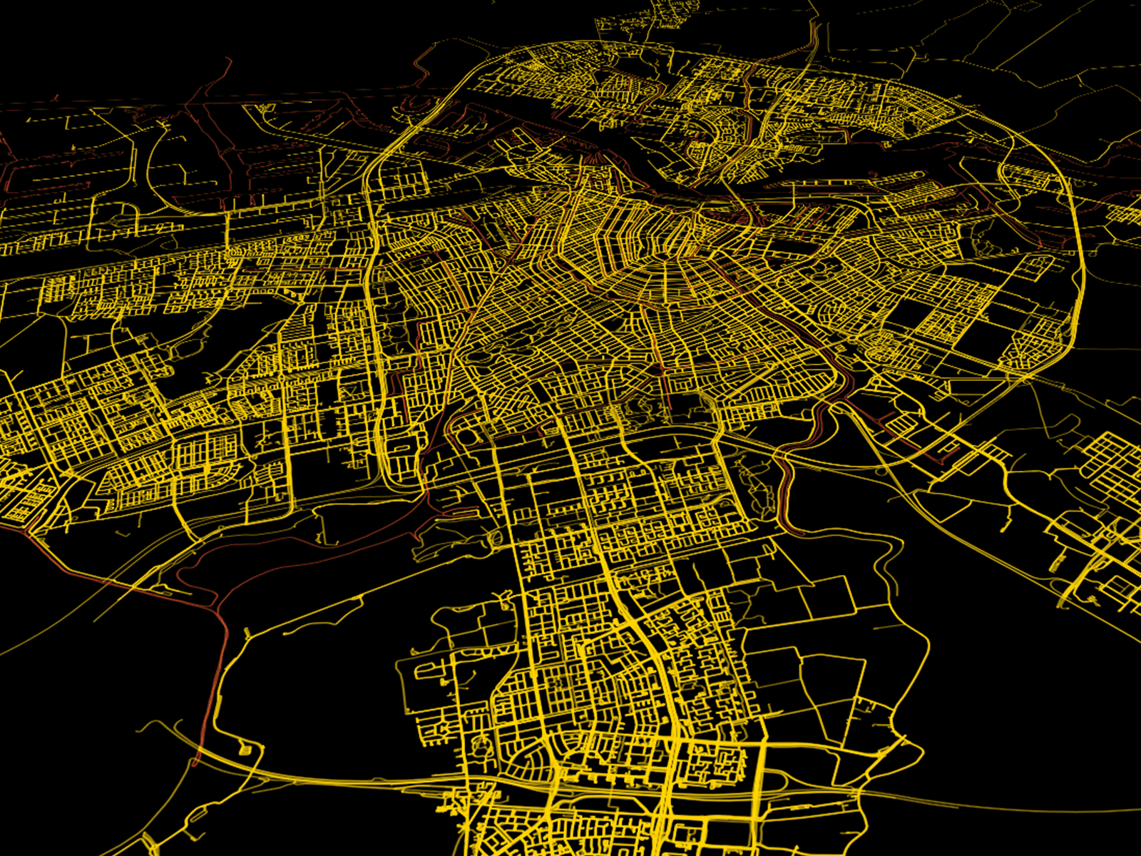 Amsterdam - Visualisatie van alle routes waarlangs panoramafoto’s genomen zijn.