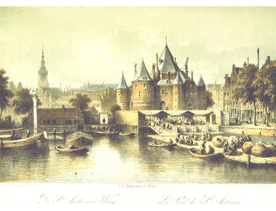De Waag en Sint Antoniespoort in 1860