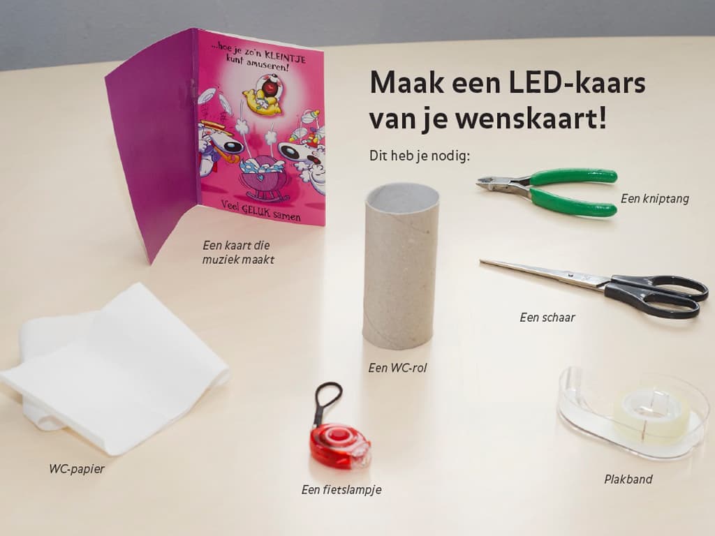 LED kaars maken van wenskaart