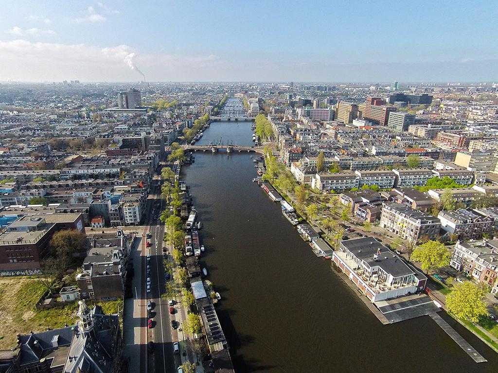 Amsterdam waters aerial view