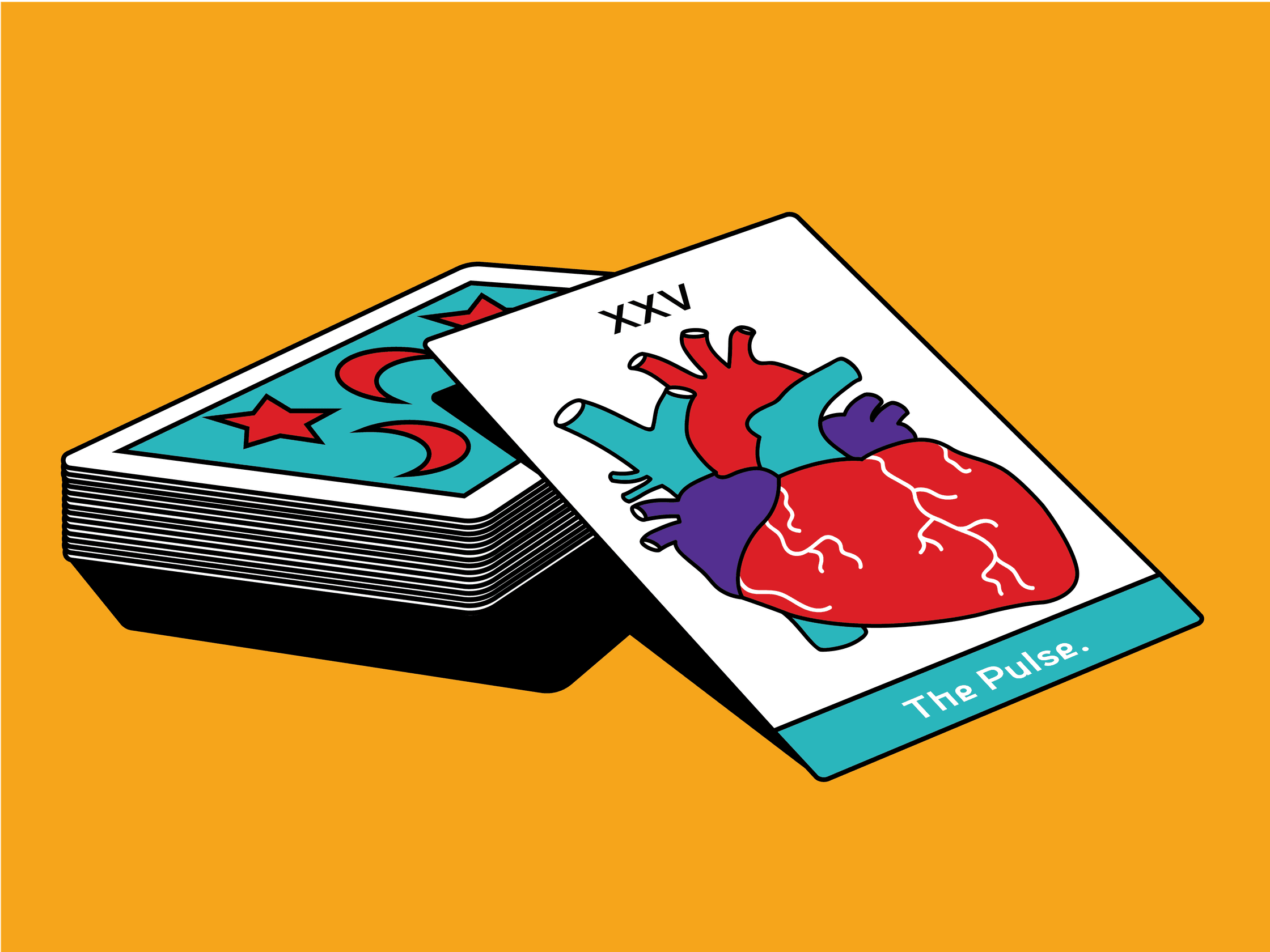 Heartbeat fortune-telling card visual
