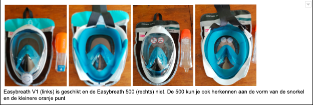 Easybreath snorkelmasker: verschillende versies