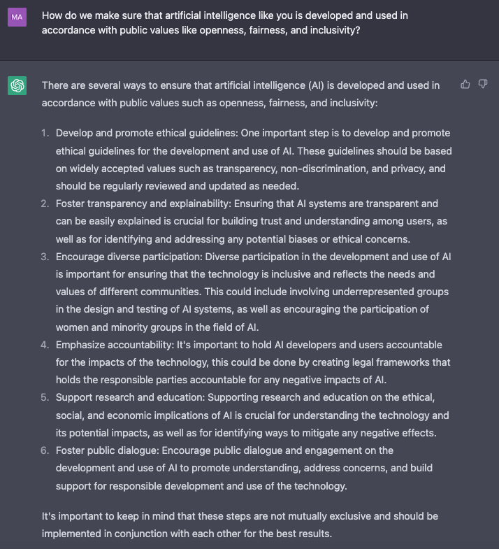 ChatGPT answers Max Kortlander's question