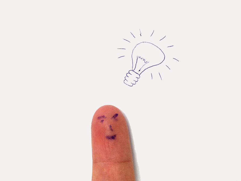 Finger face having an idea Finger face having an idea