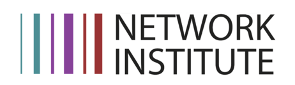 Network Institute logo, met de titel van de organisatie aan de rechterkant en aan de linkerkant verticale strepen met verschillende diktes