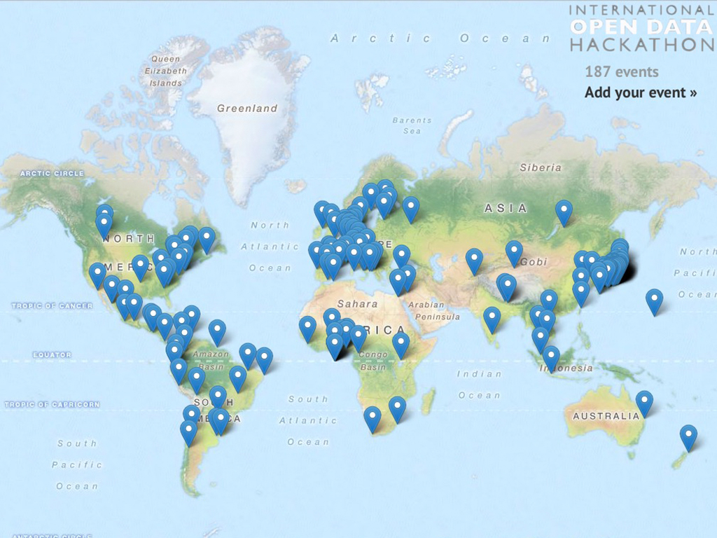 Open Data day 2016 map Open Data day 2016 map