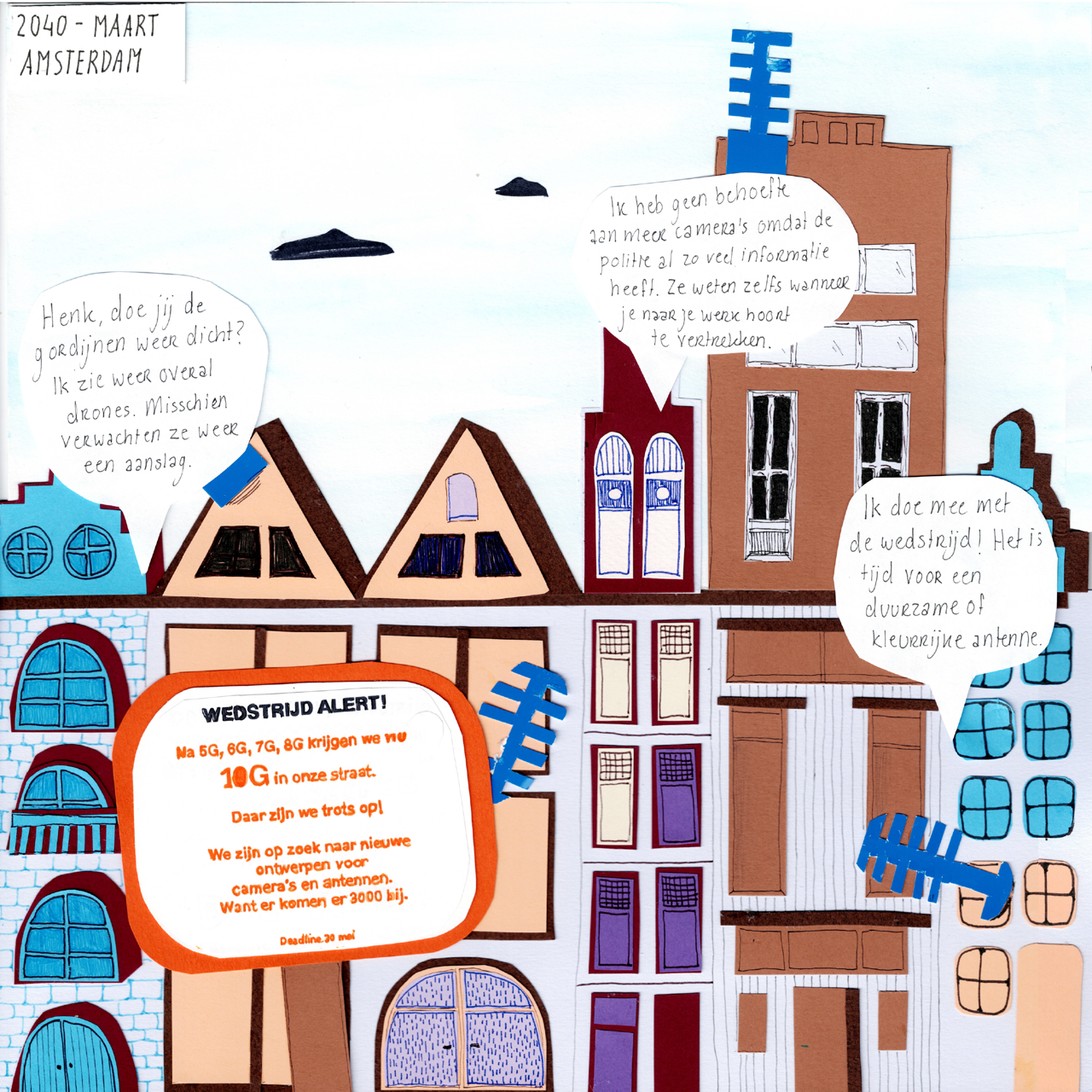 Toekomstbeeld van connectiviteit in 2040. Overheid deelt een wedstrijd antenne ontwerpen.